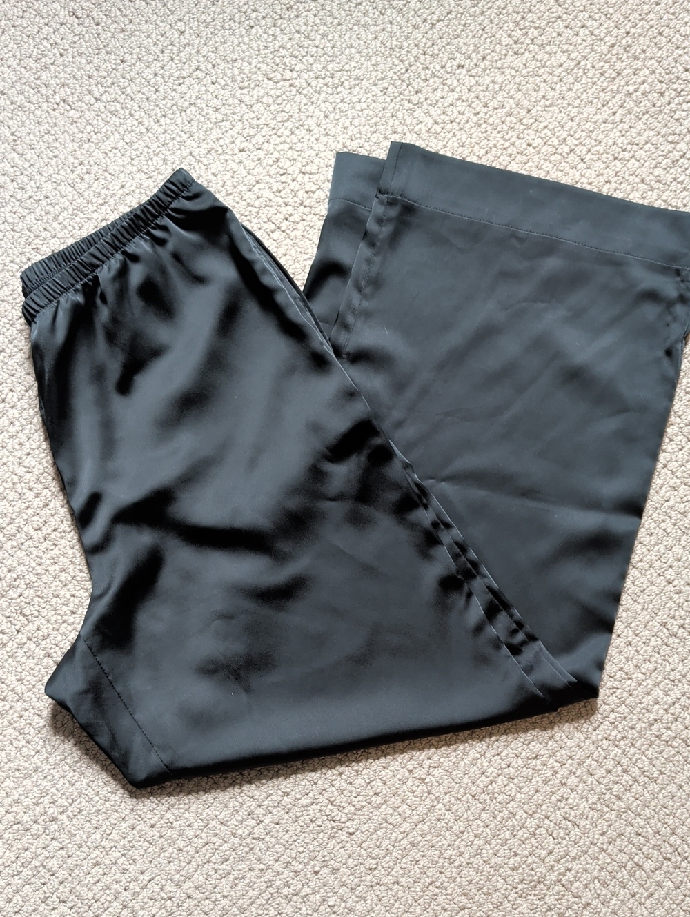 Minimalist a new day Black Wide-Leg Elastic Waist Satin Trousers L